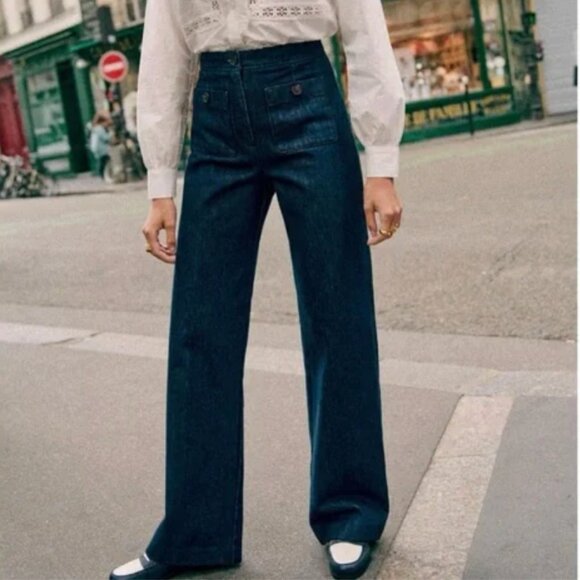 Sezane Dan Trousers | Indigo FR38 / US 6 - Picture 2 of 16